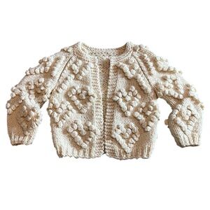 CHICWISH KNIT YOUR LOVE CARDIGAN IN IVORY FOR KIDS - 2-3 years